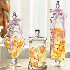 Bouteilles De Stockage Bocaux Cristal De Mariage Décor Verre Transparent Artisanat Trois Styles Différents Bonbons Grain Bouteille 230404