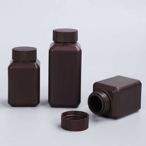 Botellas de almacenamiento Frascos Vacío 30ML60ML100ML250ML Botella de plástico marrón oscuro Cuadrado Boca pequeña Contenedor de embalaje recargable 10PCS J230301