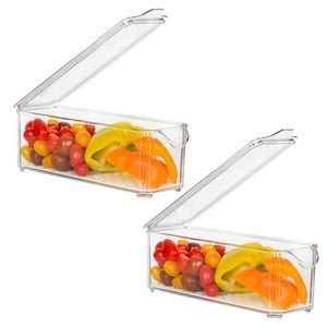 Stockage Bouteilles Bocaux Réfrigérateur Organisateur Ensemble 2 Pièces Empilable Avec Système De Couvercle Pour Cuisine PantryStorage