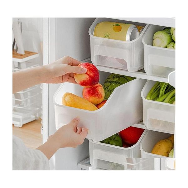 Bouteilles de stockage Pots Réfrigérateur Zer Boîte avec poignée Grande ouverture de style polyvalent Organisateur Conteneur Panier Drop Livraison Accueil G Dh6Vm