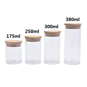 Bouteilles de stockage Bocaux Bocal en verre avec couvercle en bambou Boîte scellée Bouteilles de stockage des aliments Conteneur Cuisine Stockage pour le thé en vrac Grain de café Sucre Sel 230217