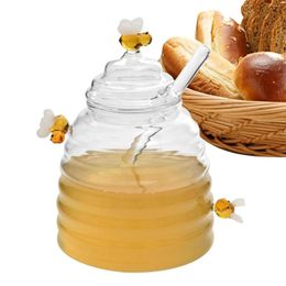 Bottes de rangement des bouteilles |Pot de distributeur de sirop de verre avec cuillère et couvercle Beehive Dish Mignon Natural Hair Care Routine Produits