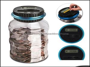 Bouteilles de stockage Jars Organisation à domicile Housekee Garden 18L Piggy Bank Counter Coin Electronic Digital LCD Compte Money Saving B87607961
