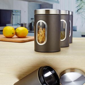 Bouteilles de rangement Jars Maison 3PCS Boîte de cuisine à conteneurs d'épices avec du couvercle avec du café