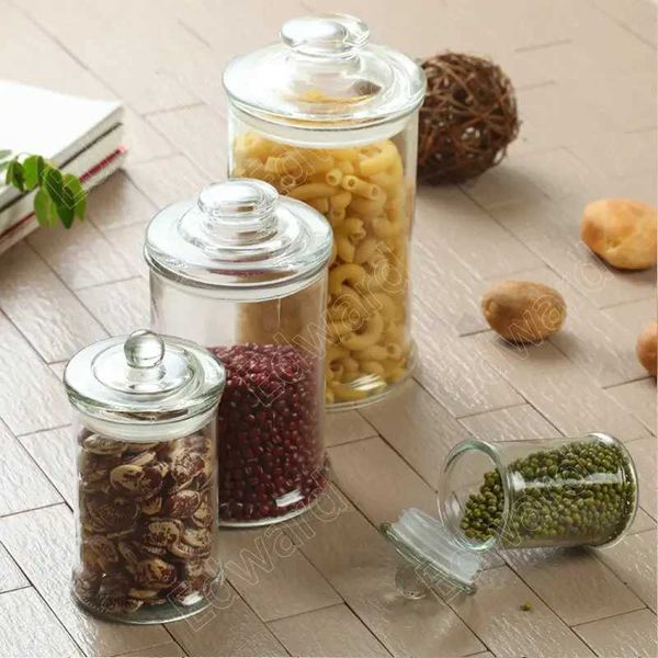 Bouteilles de rangement Jars IC Style Conteneur en verre moderne bouteille scellée transparente avec couvercle grain de café petit rangement H240425