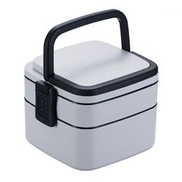 Bouteilles De Stockage Bocaux Boîte À Lunch École PP Bento Cas Passe Au Lave-Vaisselle Double Couches Avec Cuillère Pour Enfants Adultes Conteneur Étanche En Plein Air P