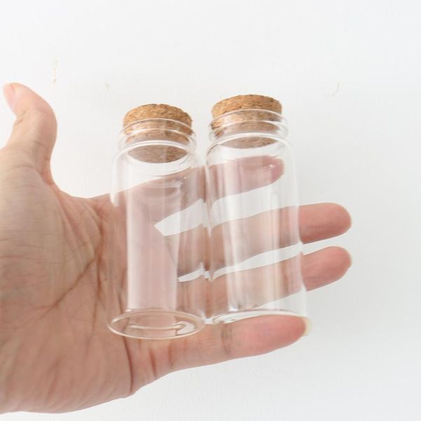 Botellas de almacenamiento Frascos Unids / lote 37 80mm 60ml Tapón de botella de vidrio pequeño Corchos Tubo de ensayo de especias pequeños Contenedores de dulces VialStorage