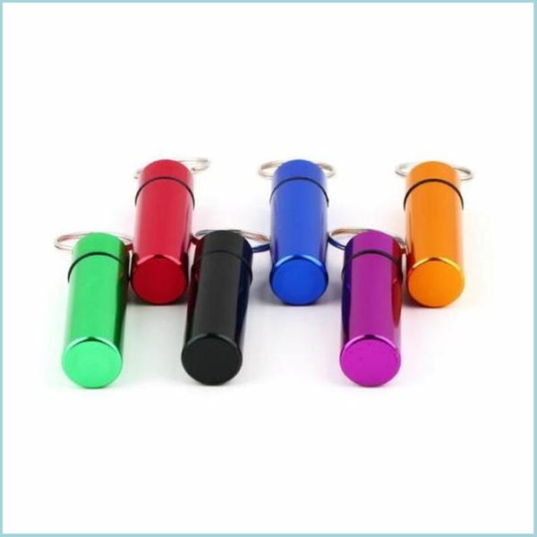 Bouteilles De Stockage Bocaux Boîte À Pilules Porte-clés En Aluminium Étanche Bouteille Conteneur Porte-clés Jar Stockage Stash Accessoires Bdesybag Dhh5S