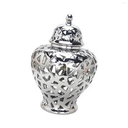 Bouteilles de stockage Pots Pot de gingembre en porcelaine sculpté treillis porte-plantes vase en céramique décoratif pour la fête maison salle à manger chambre goutte otncn