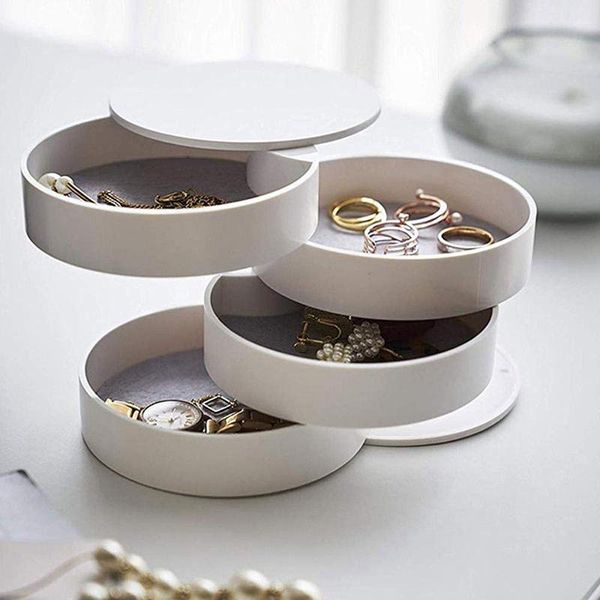 Bouteilles de rangement pots portables 4 couches rotatif en plastique boîte à bijoux boucle d'oreille Bracelet collier anneau affichage organisateur femmes cadeaux