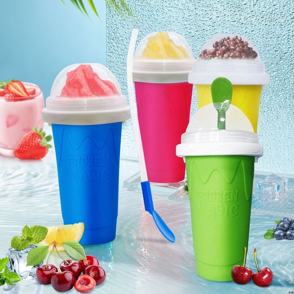 Bouteilles de stockage Bocaux Smoothies Coupe Ice Cream Maker Quick Frozen silicone Squeeze DIY Milkshake Slushy Summer Cooling 230505