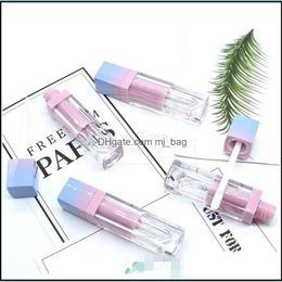 Bouteilles de stockage Pots Carré Vide Lip Gloss Conteneur Dégradés 3,5 ml Tubes de rouge à lèvres en plastique Sous-paquet transparent Chapstick Dhbye