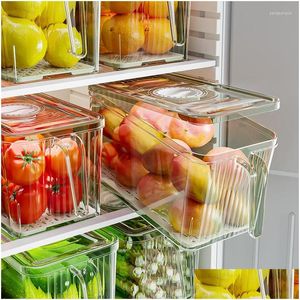 Opslagflessen Jaren stapelbare koelkastkast doos groentefruit friskoek koelkast organizer containers keuken accessoires drop del dhduu