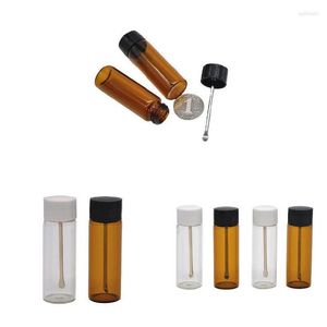 Bouteilles de stockage Bocaux Bouteilles de stockage Portable Petite bouteille en verre Snuff Snorter avec cuillère en métal Sniffer Container Drop Delivery Home Dhovk