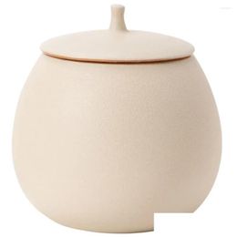 Bouteilles de stockage Pots Boîtes à thé Pot en céramique Pot pour pot de café en vrac BK Candy Blanc avec couvercle Drop Livraison Maison Jardin Ménage Ot4Jn