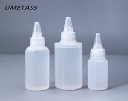 Bouteilles de rangement Jars Umetass 30ml60ml100ml Gale en plastique PE vide PE avec couvercles à vis à serrer le gouttes d'huile d'encre liquide 10pcslot8641222