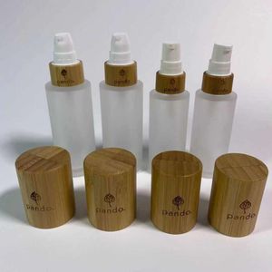 Opslagflessen potten Groothandel schoonheid haarolie fles lotions serum pomp dispenser reizen container huidverzorging spray verpakking met bamboe
