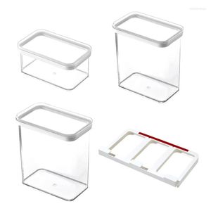 Bouteilles de stockage armoires de cuisine boîte hermétique en plastique suspendue pot de grain scellé coulissant mural conteneur Transparent peut