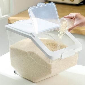 Bouteilles de stockage Collection de cuisine Seau à riz en plastique Cylindre anti-insectes étanche à l'humidité Boîte de ménage à grains scellés pour aliments