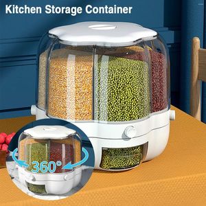 Opslagflessen keukencontainer korreltank 360 ° roteerbare grote rijst vaten afgesloten graan dispenser voedselpotten met deksel