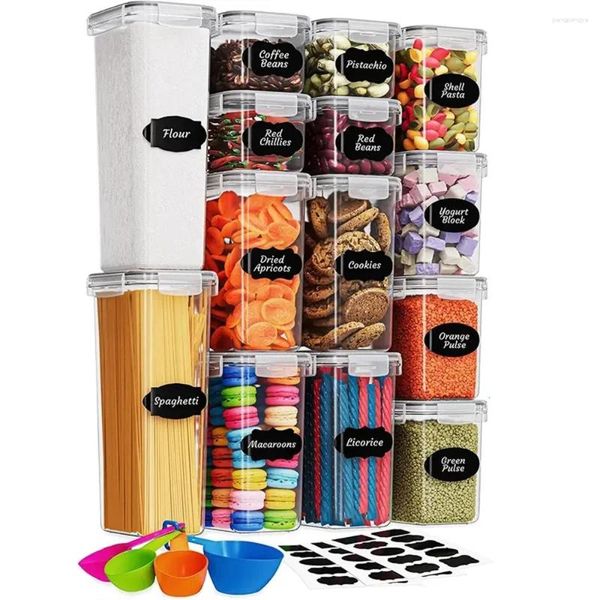 Bouteilles de rangement Cuisine Food Airtght 14pcs-set Conteners Candy Candy Pocs with Spoon et 24pcs-Ptickers Marker