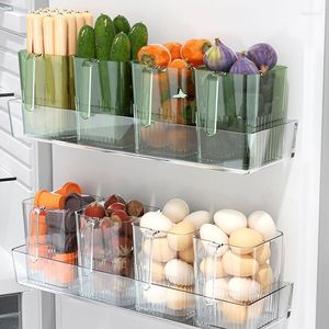 Bouteilles de stockage cuisine fruits boîte à nourriture en plastique transparent réfrigérateur organisateur glisser sous étagère porte-tiroir accessoires de réfrigérateur