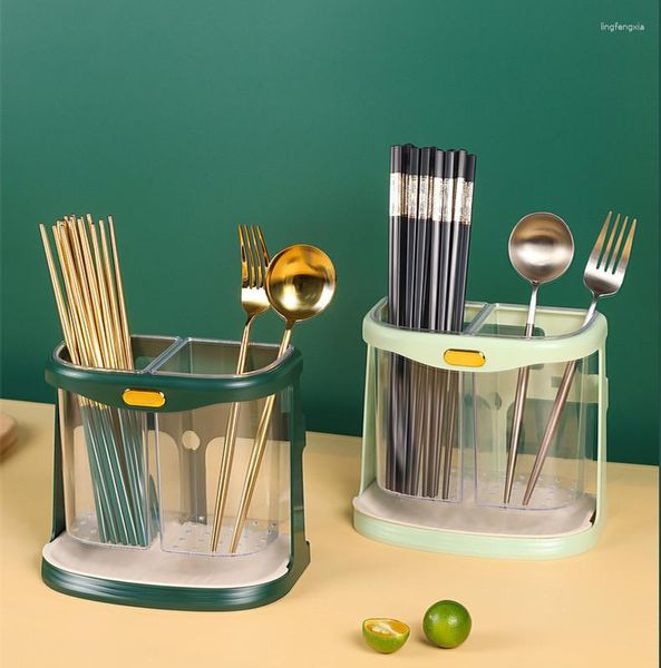 Bouteilles de rangement Cuisine Luffre Luxury Terbsticks Box Box Sounide Couteau Fork Spoon Drainage Rack Vide-Table Vole