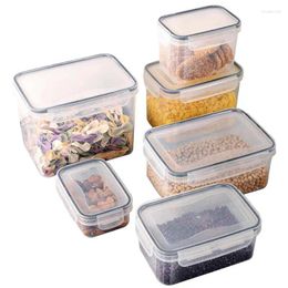 Bouteilles de rangement Organisateur de cuisine 6pcs Boîte à lunch à préparation de repas avec couvercles clichés faciles |Récipients de nourriture sèche pour