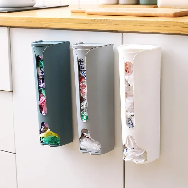 Botellas de almacenamiento Cocina Bolsa de plástico Organizador de pared Hanging Bask Box Boathing Bucket Dispensor Accesorio