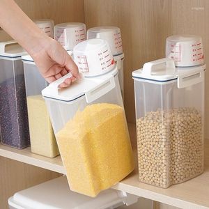 Bouteilles de stockage Conteneur de riz de cuisine avec couvercles Poignée portable Organisateur d'aliments secs Joint en plastique Grain Bean Distributeur de céréales