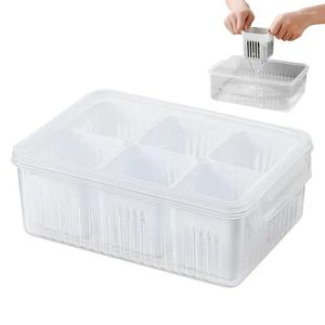 Botellas de almacenamiento Caja de cebollín de cocina Refrigerador 6 en 1 Colador de alimentos de mantenimiento fresco Fresco con drenaje