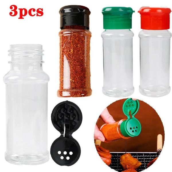 Bouteilles de rangement cuisine assaisonnement de camping contenant en plastique 3pcs Condiment de bouteille de poivre vinaigre salin shakers épice pot portable