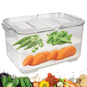 Botellas de almacenamiento Cocina Congelador separado Contenedor de sellado con tapa Refrigerador Contenedores de alimentos Dos capas-4.5L para frutas vegetales frescas