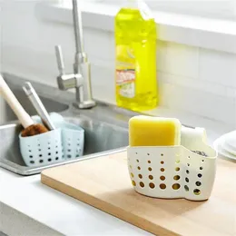 Botellas de almacenamiento soporte de fregadero colgante cesta de desagüe de jabón de jabón de jabón organizador de estantes de esponja accesorios de grifo de baño