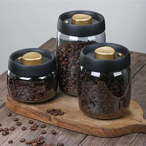 Bouteilles de stockage, conteneur de café sous vide de cuisine, conteneurs hermétiques, pot en verre Transparent