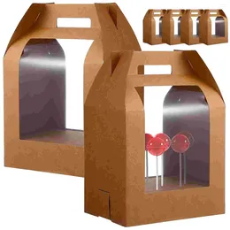 Botellas de almacenamiento Kraft Paper Lollipop Packaging Box Bolsas de dulces de chocolate con ventana transparente Favores de fiesta de Navidad