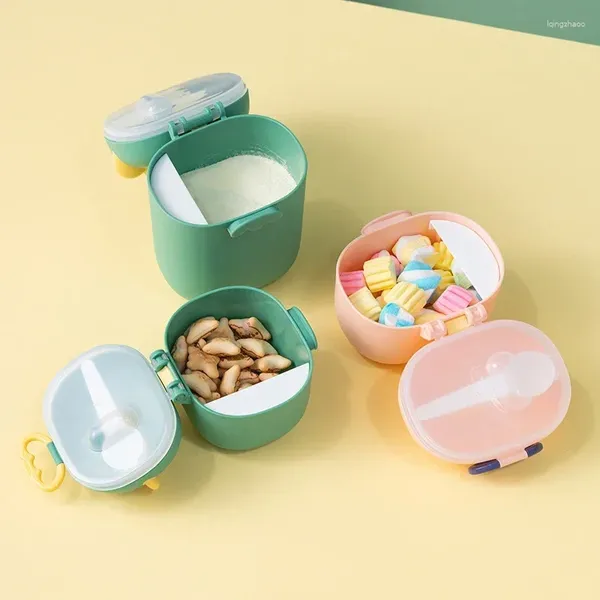 Botellas de almacenamiento Caja de subenvasado de leche en polvo de gran capacidad Contenedor portátil para bebé con cuchara Snack Viaje al aire libre