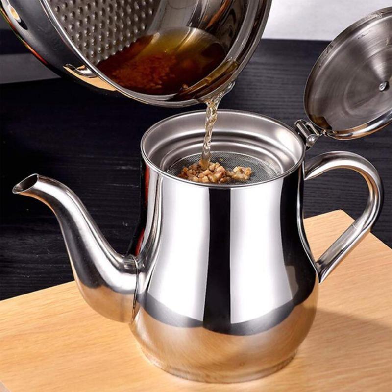 Storage Bottles Large Capacity Stainless Steel Oil Strainer Pot Container Jug Can With Filter Cooking For Kitchen Tools