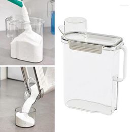 Bottiglie di stoccaggio Dispenser di detersivo per bucato Contenitore per candeggina in plastica Contenitore per polvere di grande capacità Coperchio per misurino Bagno