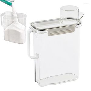 Bouteilles de stockage, distributeur de détergent à lessive, boîte à poudre, organise les fournitures de nettoyage liquides, récipient de lavage transparent, pot à couvercle