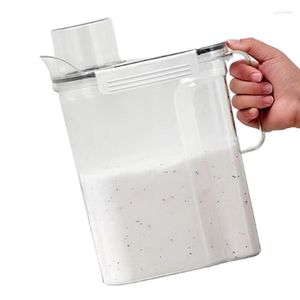 Bouteilles de stockage Distributeur de détergent à lessive Conteneur de grande capacité avec tasse à mesurer Fournitures de nettoyage de seau de blanchiment anti-fuite