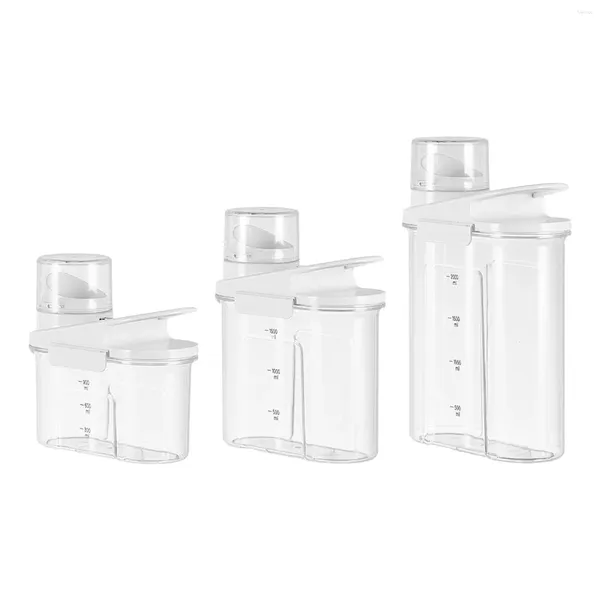 Bouteilles de rangement Laundry Powder Conteneur Clear Aliments Candoniter le couvercle scellé polyvalent baril pour la chambre Toilet de cuisine pour la maison