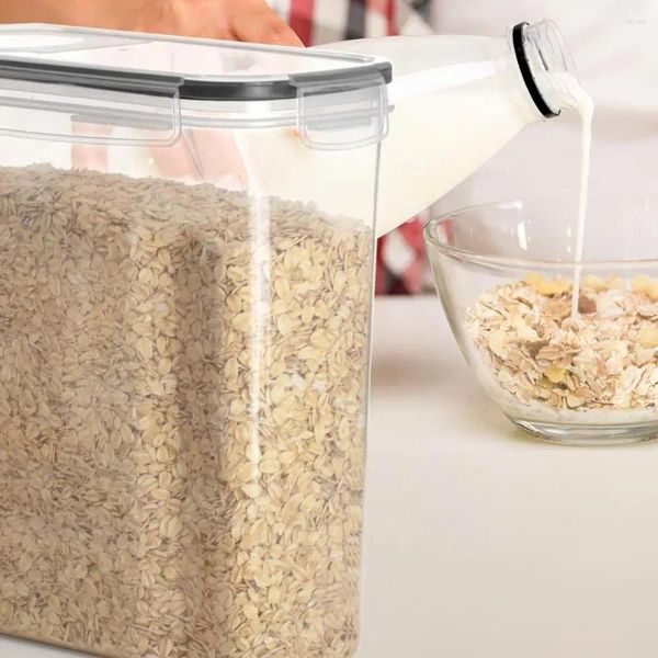 Botellas de almacenamiento cajas de prueba de fugas Recipiente de harina Cereal transparente hermético con Pour Spout 4 PCS 2.5L para despensa