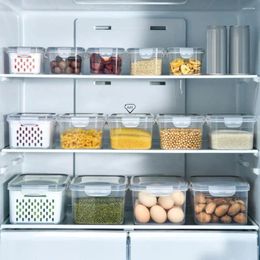 Bouteilles de stockage, récipient alimentaire étanche, lavable au lave-vaisselle, bac à légumes Transparent pour la maison, ensemble avec Drainage pour légumes