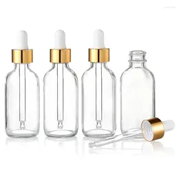 Opslagflessen lekbestendig reisdruppel 4 pak met gouden doppen helder glas voor etherische oliën 1 oz (30 ml) gemakkelijk te gebruiken 10.1x3.3 cm