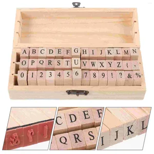 Bewaarflessen Letter Stempel Rubber Set DIY Houten Met doos (42 stuks originele hoofdletters) Handige stempels Schrijfmachine Inkt Verzendkosten