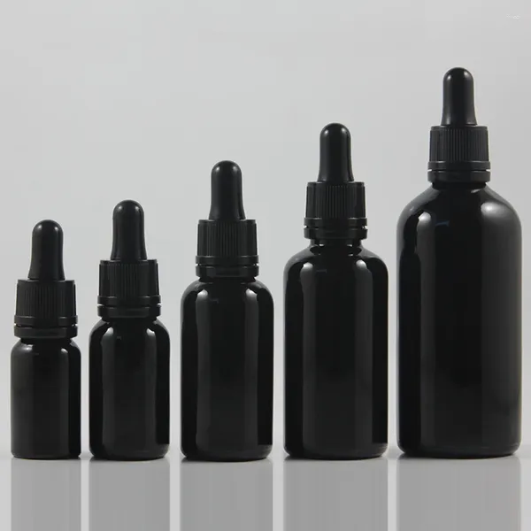 Botellas de almacenamiento Ligero negro 15 ml de gotero de vidrio vacío Botella de viaje portátil Plazo portátil 0.5 oz Aceite cosmético recargable al por mayor