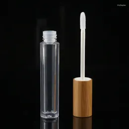Bouteilles de stockage contenants de brillant à lèvres 5ml /6ml, Tube de brillant à lèvres en bambou, Tubes de Logo gravés avec baguette