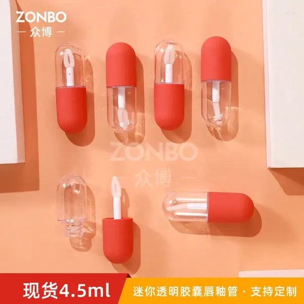 Botellas de almacenamiento Tubo de labios Round transparente esmalte labial con botella de empaque de plástico vacío botella