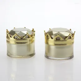 Bouteilles de rangement bouteille de couronne de luxe 10 ml en or vide en acrylique pot cosmétique 10g pot en plastique pour crème